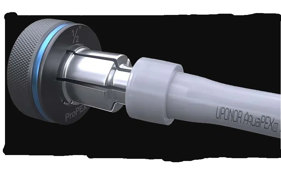 PEX-A expansion tool head with tubing, from our Lake Forest guide: CPVC Pipe Replacement