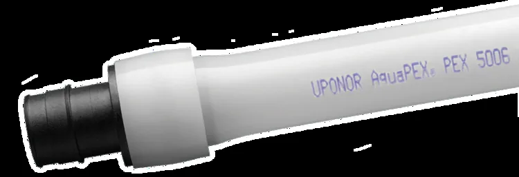 Uponor AquaPEX tubing with an expansion fitting, from our Lake Forest guide: Thinking About Navien Tankless Water Heater Installation in Lake Forest? Start Here